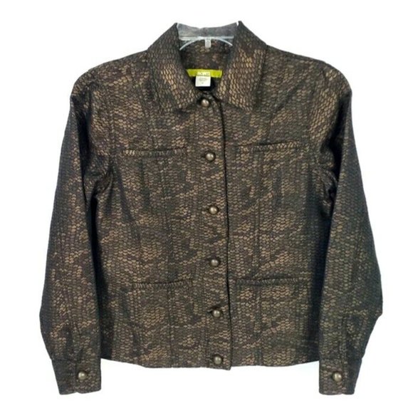 Vintage Acorn Multicolor Snake Print Long Sleeve Cropped Jacket Womens Medium - Picture 7 of 11